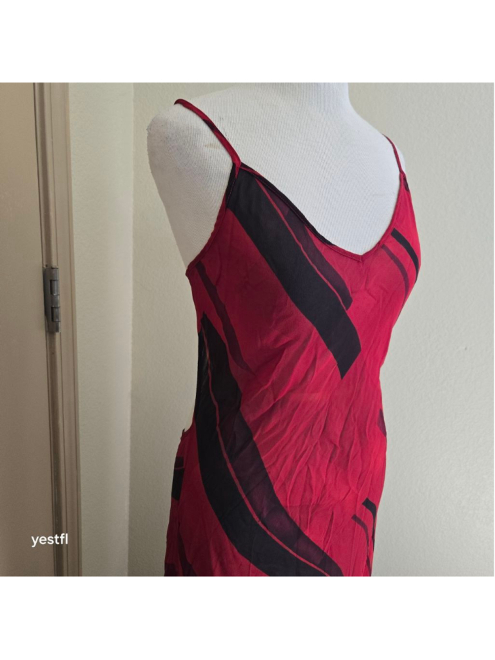 Nwt Victoria's Secret Silk Sheer Red Black Vintage Maxi Gown Slip Dress M y2k - Picture 6 of 8